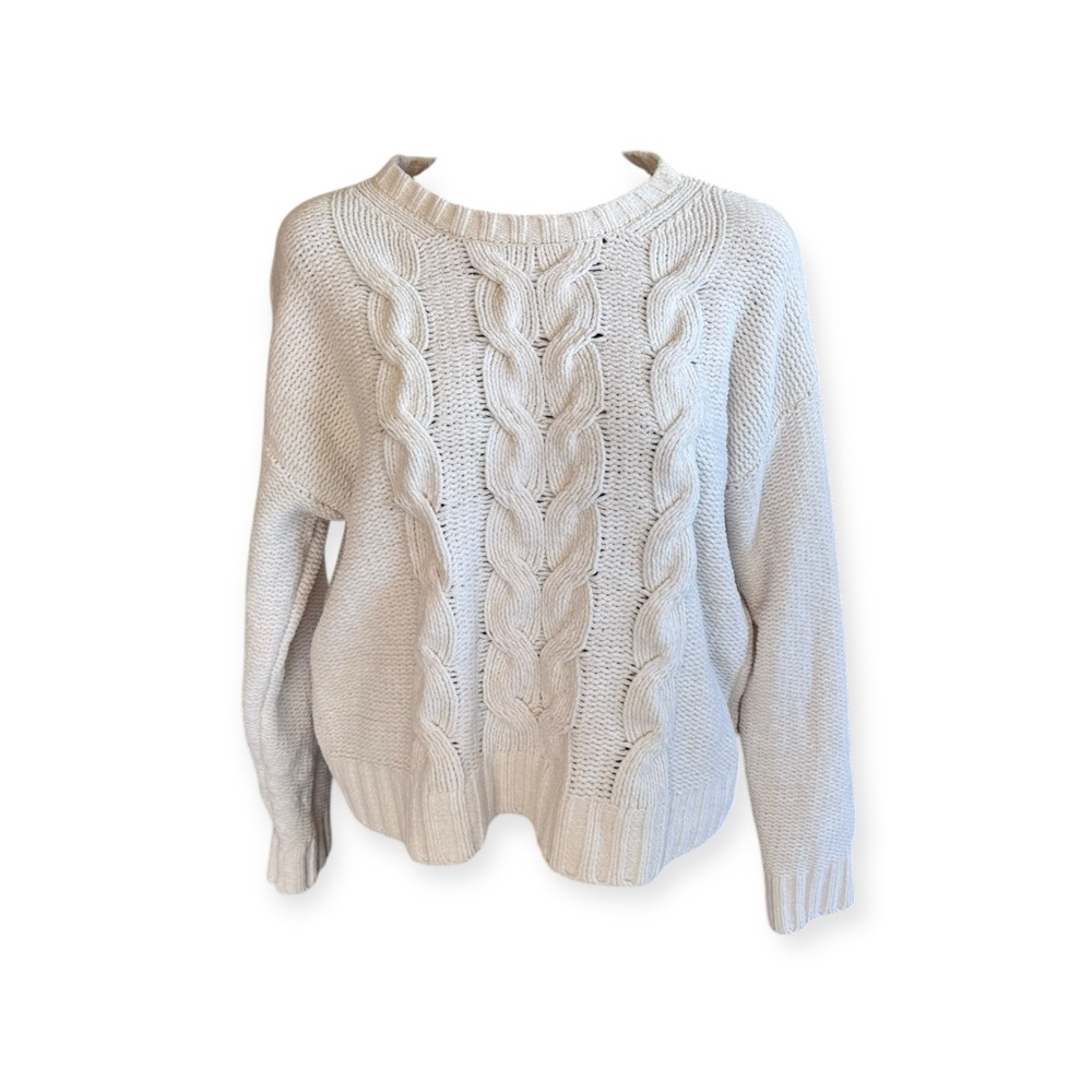 American Eagle Outfitters Cream Cable Knit Sweater top medium